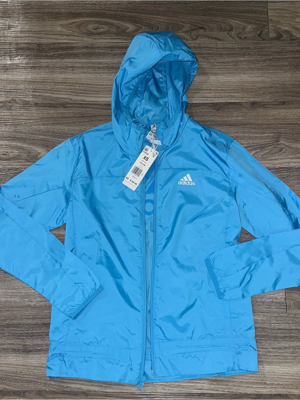 Adidas Woman’s Hooded Windbreaker Jacket - Bright Blue NWT